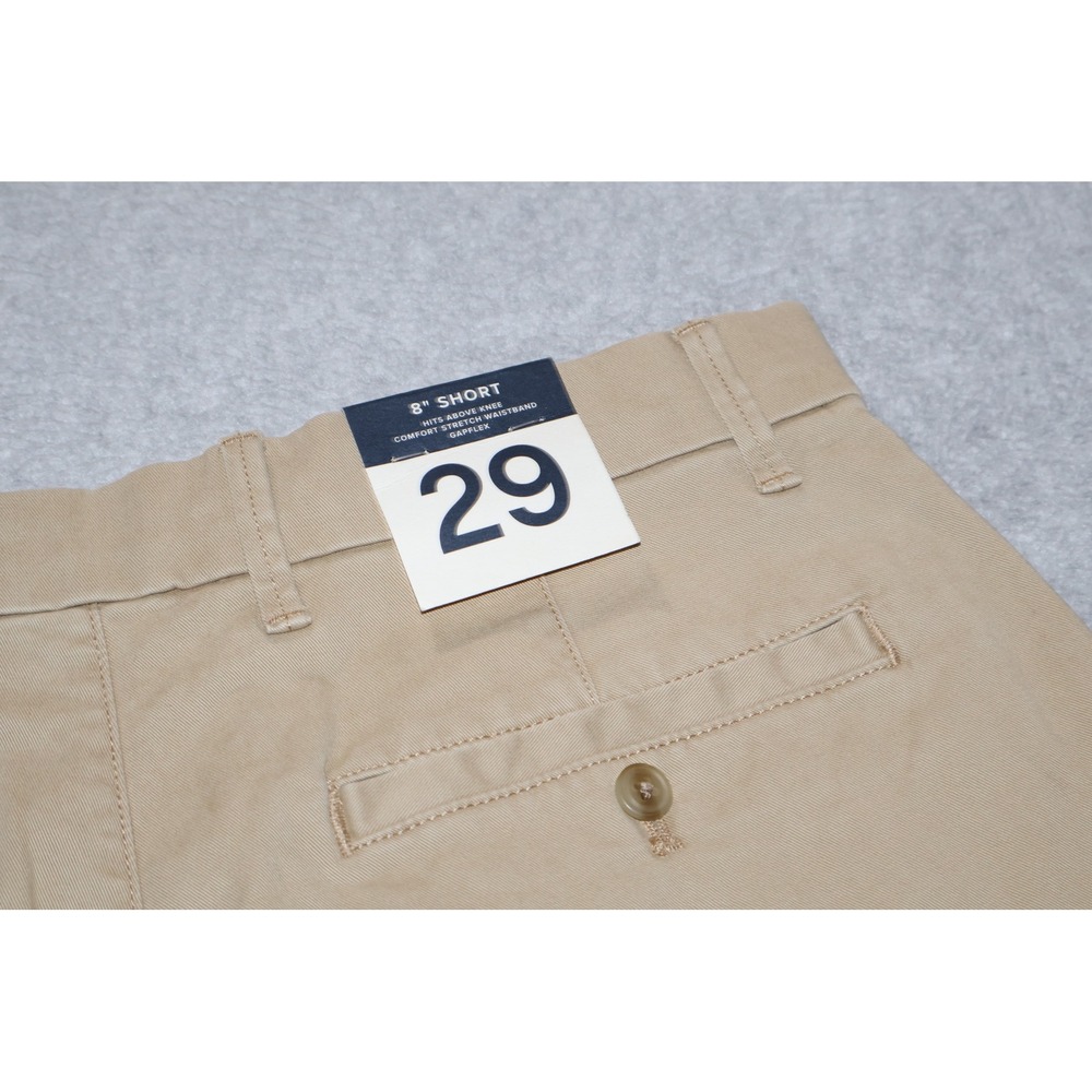 GAP 8" Inseam Shorts Men 29 Khaki GapFlex Comfort Stretch Chino Cotton Blend NEW